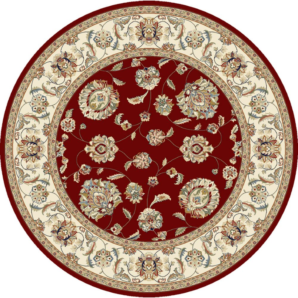 Dynamic Rugs 57365-1464 Ancient Garden 5.3 Ft. X 5.3 Ft. Round Rug in Red/Ivory
